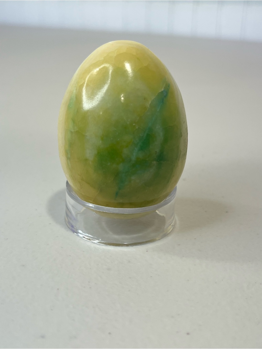 Handcrafted Calcite Green-Yellow Decorative Marble Egg - Home Art Accent